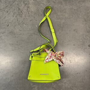 Vintage Y2K Steve Madden Square Retro Lime Green Crossbody Floral Scarf Tie